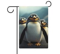 Drapeau de jardin en lin avec pingouins amusants double face 30,5 x 45,7 cm, drapeau de cour vertical en lin, drapeaux de maison durables pour fêtes de vacances décoratives en plein air