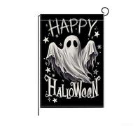 Drapeau de jardin en lin double face pour Halloween - Imprimé spectre effrayant - 30,5 x 45,7 cm - Résistant aux intempéries - Décoration d'extérieur colorée lavable (A)