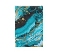 Drapeau de jardin en marbre bleu turquoise doré 61 x 91 cm - Ne se décolore pas - Double face - Bannière d'extérieur pour cour, porche, pelouse