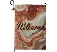 Drapeau de jardin en marbre de bienvenue, bannière décorative beige et rouille pour décoration extérieure d'automne, drapeau de pelouse double face pour entrée de la maison, 30,5 x 45,7 cm