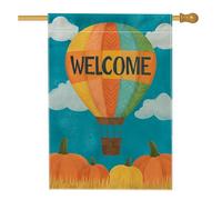 Drapeau de jardin en montgolfière pour Halloween, bannière décorative colorée, double face pour décoration d'intérieur d'automne 71 x 101 cm