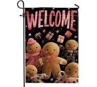 Drapeau de jardin en pain d'épices, cadeaux festifs de Noël, étoiles, marron, double face, en toile de jute, drapeaux décoratifs pour extérieur, porche, pelouse, terrasse, 30,5 x 45,7 cm
