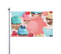 Drapeau de jardin en polyester double face en forme de tasse à thé (152 cm x 91 cm) avec œillets