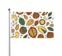 Drapeau de jardin en polyester double face, motif noix et graines, style doodle, 152 cm x 91 cm, avec œillets