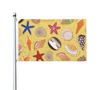 Drapeau de jardin en polyester double face, motif sable de plage et coquillages, 152 x 91 cm, avec œillets