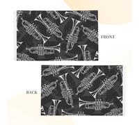 Drapeau de jardin en polyester double face, motif trompettes, noir et blanc, 152 x 91 cm, avec œillets