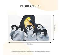 Drapeau de jardin en polyester double face représentant des manchots empereurs et leurs petits dans la neige, 152 cm x 91 cm, avec œillets.
