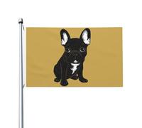 Drapeau de jardin en polyester double face représentant un bouledogue français bringé, 152 cm x 91 cm, avec œillets