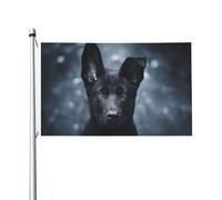 Drapeau de jardin en polyester double face représentant un chiot Berger Allemand noir (152 x 91 cm) avec œillets