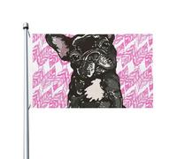 Drapeau de jardin en polyester double face représentant un chiot bouledogue français, 152 cm x 91 cm, avec œillets.