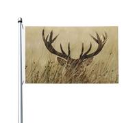 Drapeau de jardin en polyester double face représentant un faon de cerf de Virginie dans la nature sauvage, 152 cm x 91 cm, avec œillets.