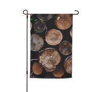Drapeau de jardin en rondins de bois marron et noir, 30,5 x 45,7 cm, double face, printemps été, bannière décorative pour cour, petit drapeau saisonnier, décoration extérieure