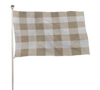Drapeau de jardin en tissu beige et blanc à carreaux de 0,9 x 1,5 m, bannière décorative pour cour, porche, pelouse, ferme