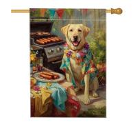 Drapeau de jardin en tissu double face pour barbecue, chiot mignon jaune, décoration d'intérieur en plein air, décoration de pelouse en tissu pour fête, 71 x 101 cm