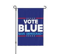 Drapeau de jardin en toile de jute 12x18 « Sauvez la démocratie » - Votez bleu 2024 - Drapeau anti-républicain