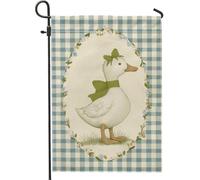 Drapeau de jardin en toile de jute à carreaux verts pour décoration d'intérieur, drapeau de cour double face, décoration de pelouse extérieure, 30,5 x 45,7 cm