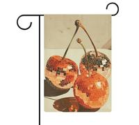 Drapeau de jardin en toile de jute à double face - Motif boule disco - Orange - 30,5 x 45,7 cm