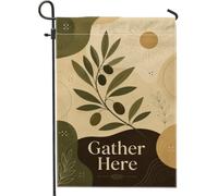 Drapeau de jardin en toile de jute bio moderne vert automne double face pour extérieur, pelouse, porche, terrasse, entrée, 30,5 x 45,7 cm