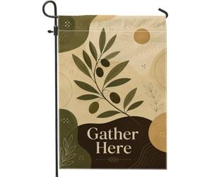 Drapeau de jardin en toile de jute bio moderne vert automne double face pour extérieur, pelouse, porche, terrasse, entrée, 30,5 x 45,7 cm