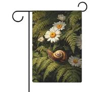 Drapeau de jardin en toile de jute double face avec escargot sur fougères 30,5 x 45,7 cm