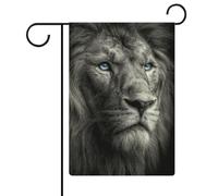 Drapeau de jardin en toile de jute double face avec lion noir et blanc - 30,5 x 45,7 cm