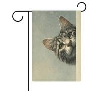 Drapeau de jardin en toile de jute double face Motif chat après panneau horizontal 30,5 x 45,7 cm