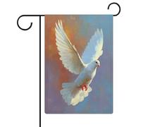 Drapeau de jardin en toile de jute double face Motif colombe blanche s'envolant dans le ciel 32 x 47 cm
