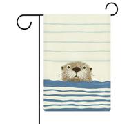 Drapeau de jardin en toile de jute double face Motif loutre qui regarde hors de l'eau 32 x 47 cm