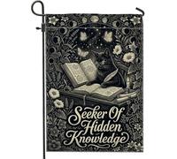 Drapeau de jardin en toile de jute double face pour chat, livre gothique mystique, papillon, noir, pour extérieur, terrasse, pelouse, porche, entrée, camping, 30,5 x 45,7 cm