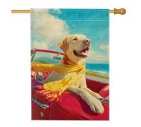Drapeau de jardin en toile de jute double face pour décoration de pelouse, motif chien labrador jaune, bannière de décoration d'extérieur d'été avec balade en voiture, 71,1 x 101,6 cm