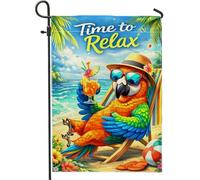 Drapeau de jardin en toile de jute double face pour perroquet, tropical, décontracté, cocktail, plage, été, orange, 30,5 x 45,7 cm
