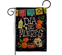 Drapeau de jardin en toile de jute « Fall of Dead » Dia de Los Muertos Fiesta Mexicain Party Décoration de maison d'automne Petite bannière 32 cm x 48 cm
