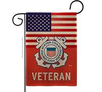 Drapeau de jardin en toile de jute - Forces armées USCG Semper Paratus - Officiel de l'armée américaine à la retraite - Bannière de maison - Cadeau double face - Fabriqué aux États-Unis - 33 x 48,5 cm