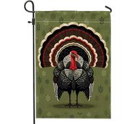 Drapeau de jardin en Turquie, feuilles rustiques, plumes, Thanksgiving, vert double face, en toile de jute décorative pour extérieur, terrasse, pelouse, porche, entrée, camping, 30,5 x 45,7 cm