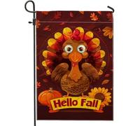 Drapeau de jardin en Turquie pour l'automne, Thanksgiving, bannière de décoration extérieure, drapeau double face en toile de jute pour décoration de pelouse de vacances, 30,5 x 45,7 cm