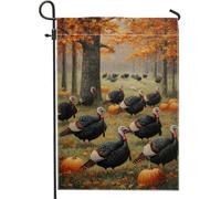 Drapeau de jardin en Turquie pour l'automne, Thanksgiving, citrouilles oranges, bannière rustique de décoration d'intérieur, drapeau de cour double face en toile de jute pour décoration extérieure