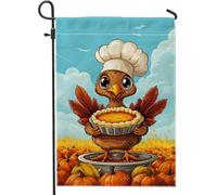 Drapeau de jardin en Turquie pour l'automne, Thanksgiving, dessin animé coloré avec tarte, décoration d'intérieur, drapeaux de jardin, toile de jute double face, décoration de pelouse extérieure, 30,5