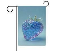 Drapeau de jardin en verre bleu transparent avec fraises et toile de jute double face pour maison, cour, 30,5 x 45,7 cm