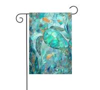 Drapeau de jardin en verre teinté bleu vert tortue 30 x 45 cm vertical double face ferme vacances décorations extérieures drapeau cour drapeau