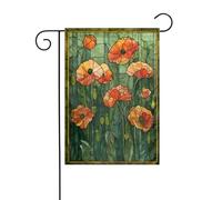 Drapeau de jardin en vitrail de coquelicots 30 x 45 cm vertical double face pour décoration extérieure de ferme