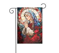 Drapeau de jardin en vitrail Marie Jésus-Christ Mère 12x18 vertical double face décorations extérieures de vacances de ferme