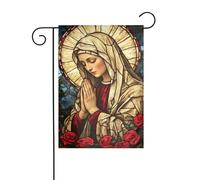 Drapeau de jardin en vitrail Marie Mère de Jésus-Christ 12x18 vertical double face décorations extérieures de vacances de ferme