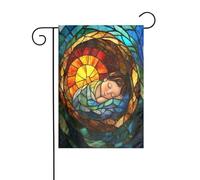 Drapeau de jardin en vitrail représentant Jésus nouveau-né, 30,5 x 45,7 cm, vertical, double face, décorations extérieures pour les fêtes de fin d'année
