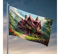 Drapeau de jardin enchanté avec drapeau de maison victorienne pour chambre d'adolescentes et filles Drapeau de jardin d'automne (30 x 45 cm)