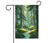 Drapeau de jardin enchanté fantastique sur drapeau vert foncé 32,6 x 47,5 cm double face drapeau de bienvenue vertical printemps cour bannière pour décoration rustique saisonnière extérieure maison