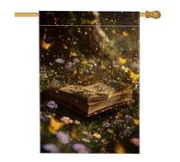 Drapeau de jardin enchanté pour le printemps et l'été, bannière de décoration extérieure papillon doré, drapeau double face en toile de jute pour décoration de maison et de fête, 71 x 101,6 cm