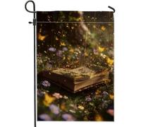 Drapeau de jardin enchanté pour le printemps et l'été, bannière de décoration extérieure papillon doré, drapeau double face en toile de jute pour décoration de maison et de fête, 30,5 x 45,7 cm