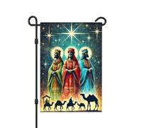 Drapeau De Jardin Épiphanie Les Rois Mages Suivent L'Étoile De Bethléem Bannière Durable Éclatantes 30X45Cm Drapeau Pour Dortoirs Extérieure