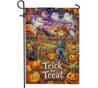 Drapeau de jardin épouvantail citrouilles Halloween 30,5 x 45,7 cm