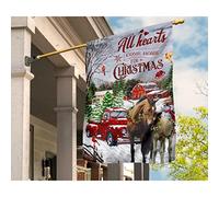 Drapeau De Jardin Ésistantes À La Décoloration Drapeau De Décoration Drapeaux De Vacances Décoration Pour Maison Balcon Pelouse Cheval Rouge Voiture Tous Les Cœurs Rentrent À La Maison Pour Noël S